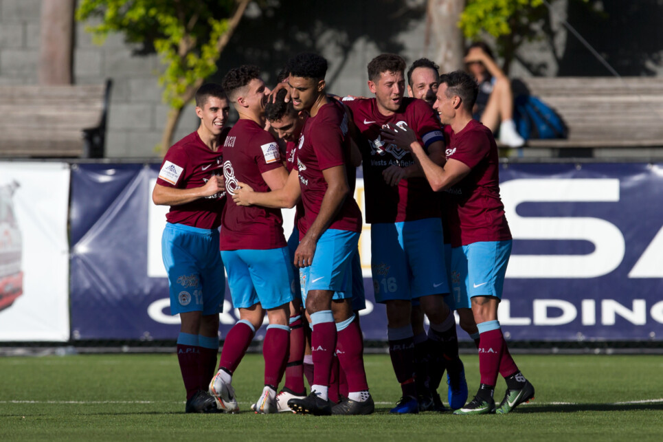 SYDNEY, NSW - APRIL 7: Match action in the FNSW NPL1 Men's between APIA Leichhardt Tigers and Rockdale City Suns at Lambert Park (Photos: Damian Briggs/FNSW)