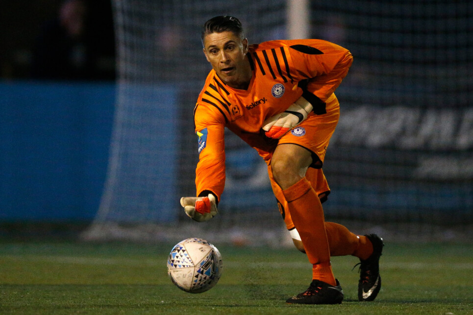 MIRANDA, AUSTRALIA - MAY 25:  Match action during the National Premier Leagues NSW Mens Round 12 match between Sutherland Sharks and Sydney Olympic FC at Seymour Shaw Park on May 25, 2019 in Miranda, Australia. #NPLNSW @NPLNSW #NPLNSW @sydneyolympic @sutherlandsharks  (Photo by Jeremy Ng/www.jeremyngphotos.com for Football NSW)